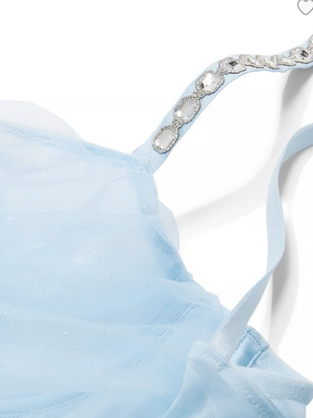 Victoria’s Secret Dream Angels Twinkle Cameo Strap Glitter Tulle Unlined Bra L